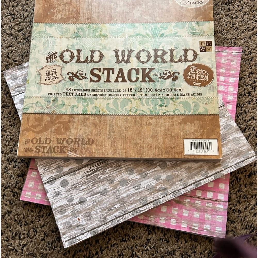 SCRAPBOOKERS! The Old World Stack Textured 48 sheet Paper plus 2 more pkts